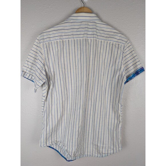 Robert Graham Ivory Striped Button Up Short Sleeve - Medium - Picture 2 of 8